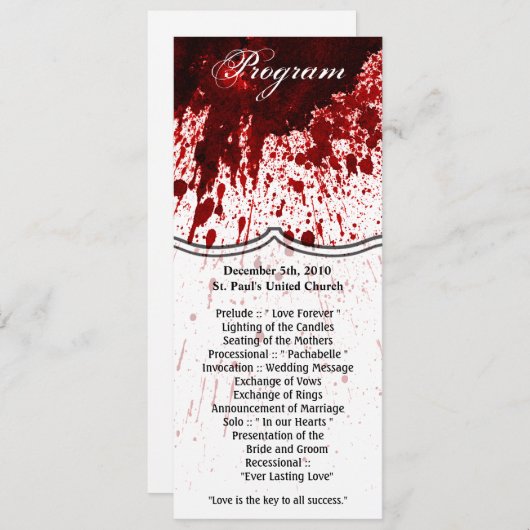 4x9.25プログラムカード血液(ばちゃばちゃ)跳ねるVampireゴシック 招待状 (正面/裏面)