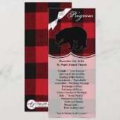 4x9.25プログラムカード赤バッファロープレイドベアーブラック 招待状 (正面/裏面)