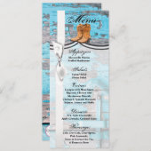 4x9.25メニューカードブルーウッドバーンドアブーツ 招待状 (正面/裏面)