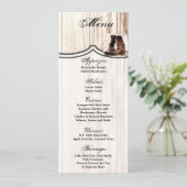 4x9.25メニューカードブーツカントリー素朴ウェスタンWea 招待状 (スタンド正面)