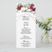 4x9.25メニューカードホワイトローズ金ゴールドジオメトリフローラ 招待状 (スタンド正面)