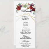 4x9.25メニューカードホワイトローズ金ゴールドジオメトリフローラ 招待状 (正面/裏面)