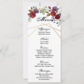 4x9.25メニューカードホワイトローズ金ゴールドジオメトリフローラ 招待状 (正面)