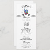 4x9.25メニューカード鳥刺伝統的青スパロー 招待状 (正面/裏面)