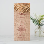 4x9.25メニューカードBurlap Sack Country Rusの小麦 招待状 (スタンド正面)