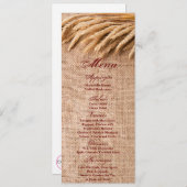 4x9.25メニューカードBurlap Sack Country Rusの小麦 招待状 (正面/裏面)