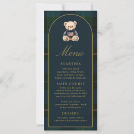 4x9" Classic Green Plaid Baby Shower Menu