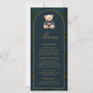4x9" Classic Green Plaid Baby Shower Menu