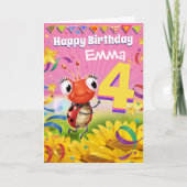 4yrsカスタムなバースデー・カードの小さいてんとう虫の範囲 カード (正面)