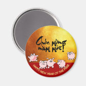 5おもしろい漫画ベトナム豚Year 2019ラウンドM マグネット (正面/裏面)