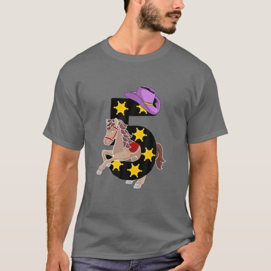 5おもしろい番目の誕生日ギフト5歳の馬女性のカーボーイ Tシャツ (正面)