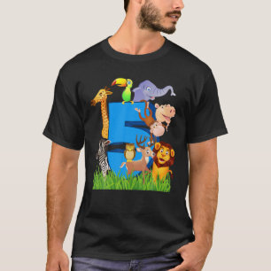 5おもしろい番目の誕生日 かわいい5歳のサファリ Tシャツ