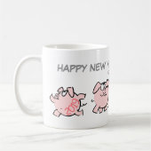 5おもしろい CartoonイラストレーションPig カスタム Year W Mug コーヒーマグカップ (左)