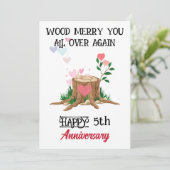 5おもしろいthの妻からの木の記念日カー結婚ド 招待状 (スタンド正面)