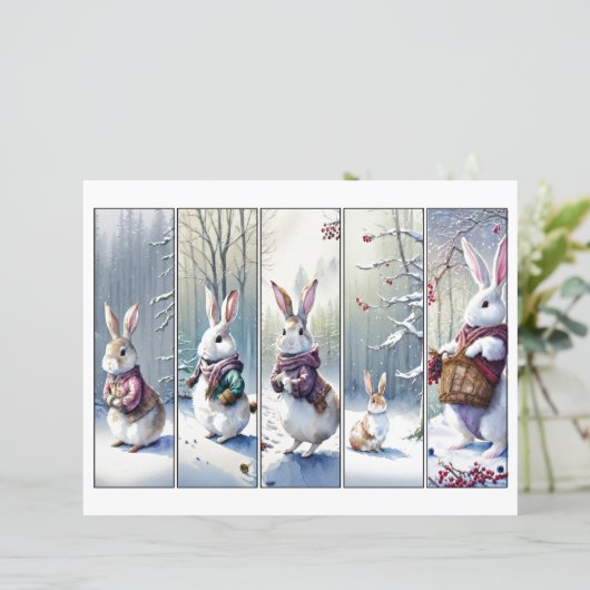 5お洒落雪のバンニーのクリスマスブックマークセット (スタンド正面)