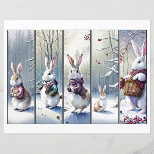 5お洒落雪のバンニーのクリスマスブックマークセット (正面)