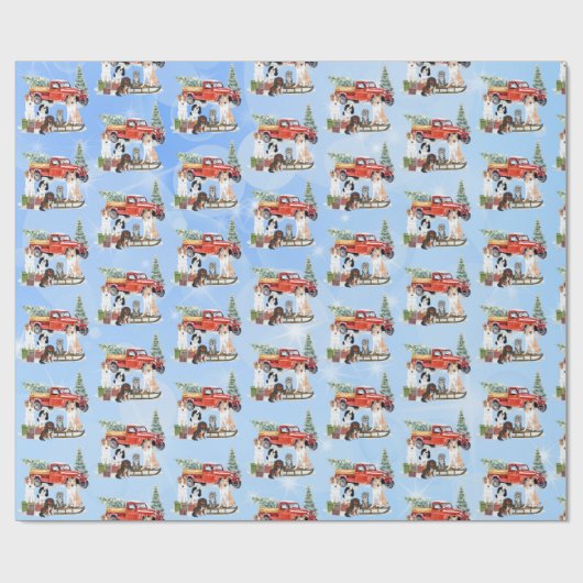 5かわいい犬のフェスティバルクリスマスドッグギフトラップ ラッピングペーパー (フラット)