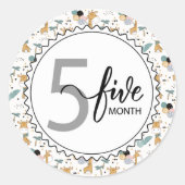 5か月のマイルストーンベビーのグラフとバルーン ラウンドシール (正面)