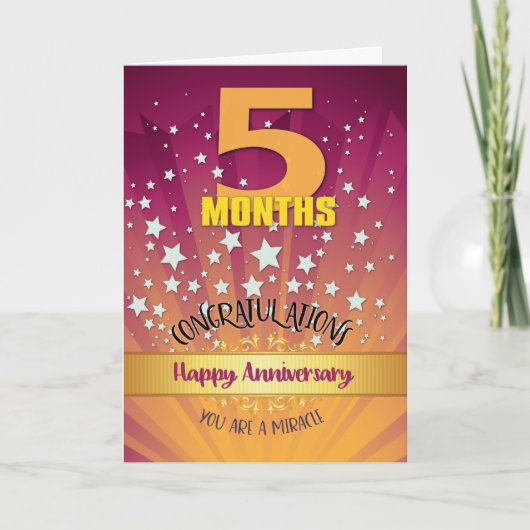 5か月の回復記念日はっきりした数値 カード (正面)