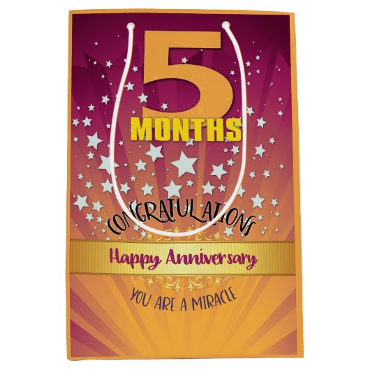 5か月の回復記念日はっきりした数値 ミディアムペーパーバッグ (正面)