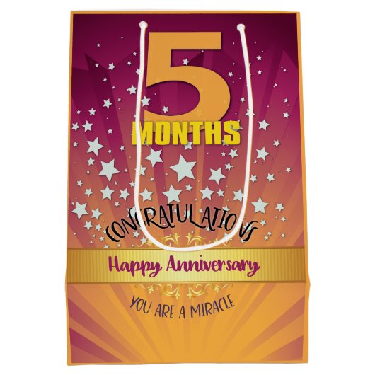 5か月の回復記念日はっきりした数値 ミディアムペーパーバッグ (裏面)