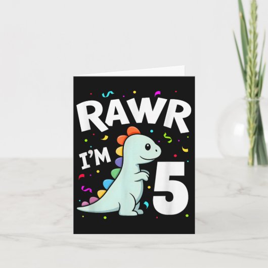 5さいの恐竜T-Rexの誕生日 カード (正面)