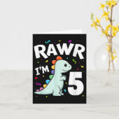5さいの恐竜T-Rexの誕生日 カード (黄色い花)
