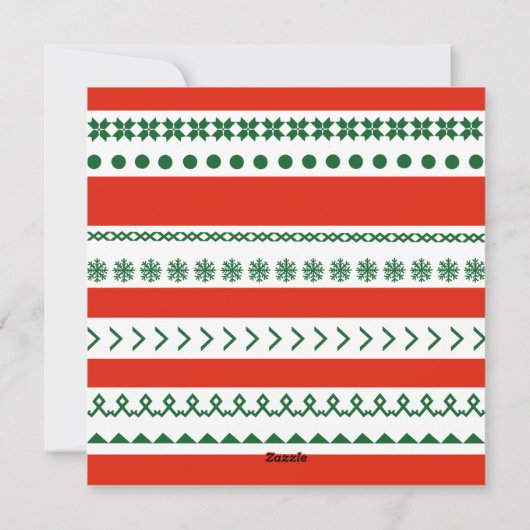 5つのおもしろい小妖精や小人の家族の赤い緑のクリスマス シーズンカード (裏面)