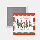 5つのおもしろい小妖精や小人の家族の赤い緑のクリスマス マグネット (正面/裏面)