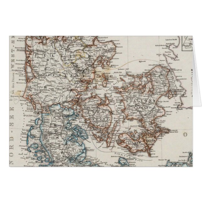 5つのインセットマップを持つデンマーク·アトラス·マップ (正面横)