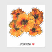 5つのオレンジ色の様式化されたナスタチウムの花フローラ シール (シート)