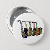 5つのカラフルなサクソフォーンボタンのバッジの名札 缶バッジ (正面&裏面)