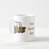 5つのカラフルなサクソフォーンマグ、ガラスまたはタンブラー コーヒーマグカップ (正面左)