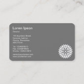 5つのギアII – 白オンブラック – グレーバック 名刺 (裏面)