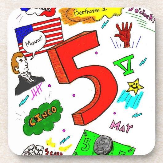 5つのコースターへのコード – 6のセット コースター (正面)