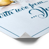 5つのゴールデンクリスマスボール – 書ブルー ポスター (角)