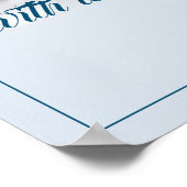 5つのゴールデンクリスマスボール – 書ブルー ポスター (角)