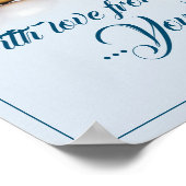 5つのゴールデンクリスマスボール – 書ブルー ポスター (角)