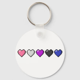 5つのジェンダー流体プライドフラグのピクセルハートの行 キーホルダー
