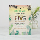5つのジャングル5thバースデーパーティサファリ動物園招待状 招待状 (スタンド正面)