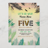 5つのジャングル5thバースデーパーティサファリ動物園招待状 招待状 (正面/裏面)