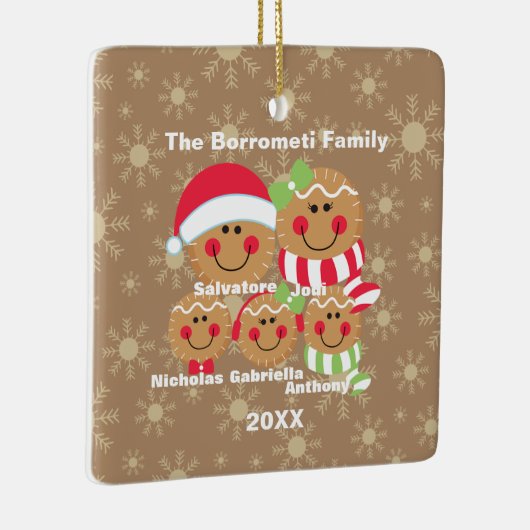 5つのジンジャーブレッドの顔のクリスマスのオーナメントの系列 セラミックオーナメント (右)