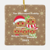 5つのジンジャーブレッドの顔のクリスマスのオーナメントの系列 セラミックオーナメント (正面)