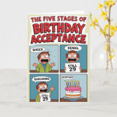 5つのステージの誕生日受け入れ – おもしろい カード (黄色い花)