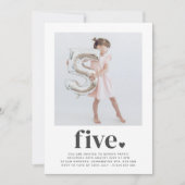 5つのハート – 正方形フォト誕生日招待状 招待状 (正面)