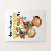 5つのパンと2つの魚の子供パズルを持つ少年 ジグソーパズル (横)