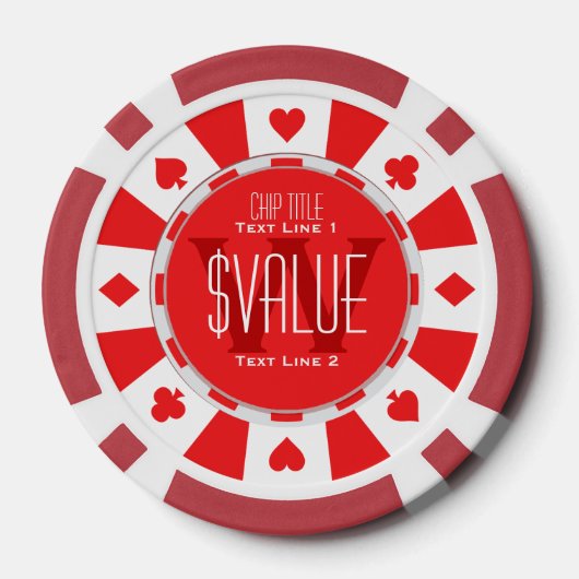 5つのパーソナライズされたクラシックトランプのポーカーチップ ポーカーチップ (裏面)