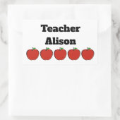 5つのパーソナライズされたApple先生シール 長方形シール (バッグ)