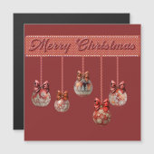 5つのファンシークリスマスボール磁気カード (正面/裏面)