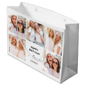 5つのフォトグリッド |白黒ハッピーバースデー ラージペーパーバッグ (裏面アングル)